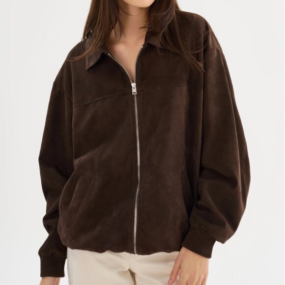 Lamarque Caden Oversized Suede Bomber Jacket XS/S - Chocolate Brown (SOLD OUT) - Picture 3 of 8